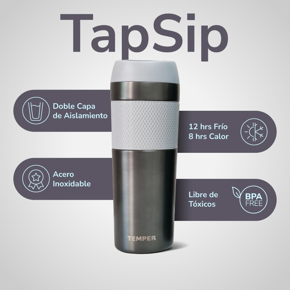 Temper TapSip 450ml Gray - Imagen 2