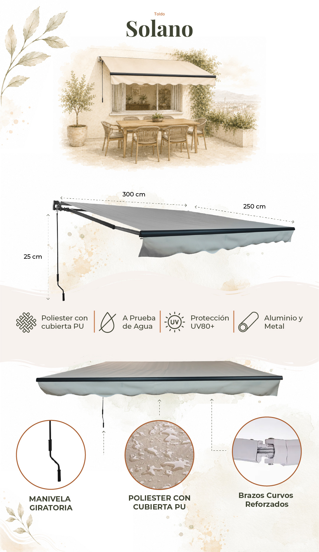 Toldo Solano 4x3 Beige — características y detalles